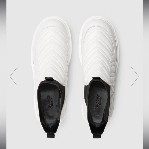 Gucci Frances Chelsea Boots Matelasse Chevron white Leather - Picture 3 of 11